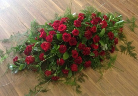 Red Rose and Red Carnation Casket Spray