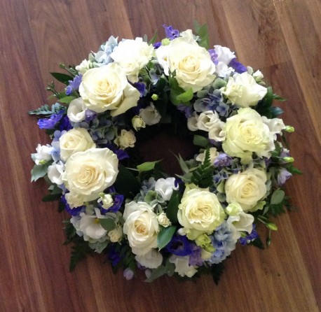 Blue and White Wreath