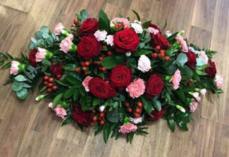 Red Rose and Pink Carnation Casket Spray