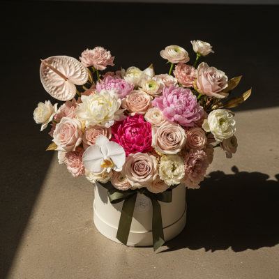 Ultimate Luxe Hatbox - The Ultimate Birthday Girl - Boxed Arrangement

Make her day properly unforgettable. The Ultimate Birthday Girl is a luxury hatbox arrangement designed to feel bold, feminine and seriously special — the kind of gift that stops someone mid-sentence.

Packed full of premium, season-led blooms (think lush garden-style flowers with sculptural statement stems), it’s arranged in a chic, keepsake hatbox for maximum impact the moment it’s opened. Expect a modern palette of blush, soft peach and creamy whites with confident pops of hot pink and warm tonal accents.

Why she’ll love it
- A true “wow” gift for milestone birthdays  
- Premium flower mix with high-end statement blooms  
- Arranged in a stylish hatbox (no vase needed)  
- Designed in our Beeston studio and delivered with care  

Good to know
- Flowers will vary slightly depending on the very best stems available on the day, but the overall look, colour palette and luxury feel will be kept true to the design.  
- Add a gift message at checkout and we’ll handwrite it for you.