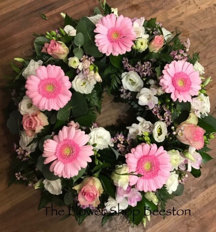 Pink and White Gerbera Wreath