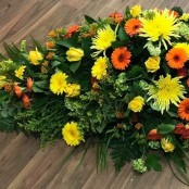 Yellow and Orange Autumn Casket Spray