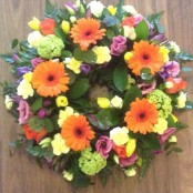 Cerise Pink, Orange and Yellow Wreath