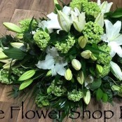 White Lily and Lime Green Casket Spray