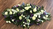 Purple and White Summer Casket Spray